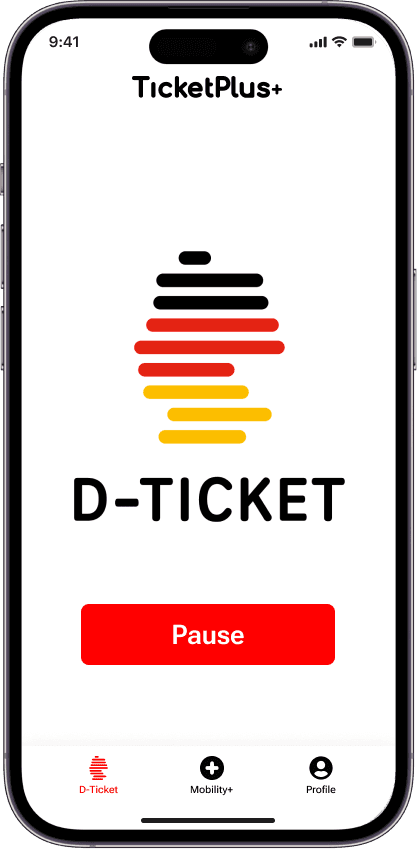 App Screen D-Ticket Pause Button TicketPlus+ Deutschland-Ticket